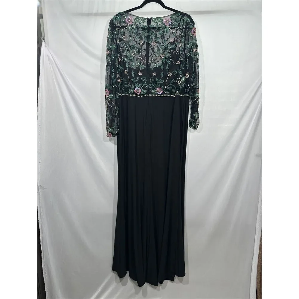 NWT $698 Mac Duggal [ 18 ]‎ Beaded Illusion High Neck Trumpet Gown Black #G1884 - Picture 14 of 16